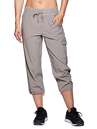 Women's Active Cargo Lightweight Woven Capri Pant, 2033,Light Grey, US 4/Tag 26