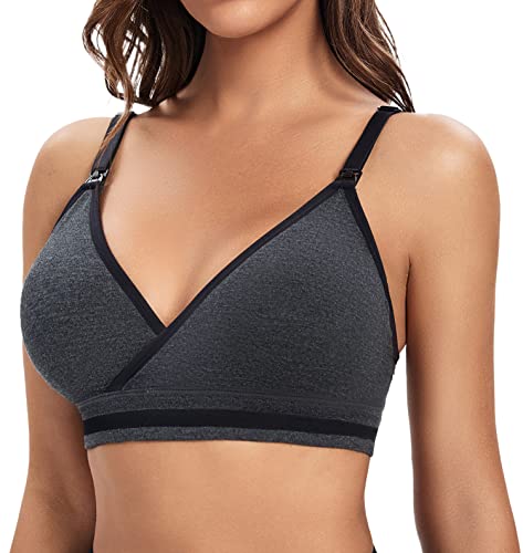 Suekaphin 5Pack Nursing Bra Deep V Neck for Breastfeeding,Seamless Maternity Bralette Wirefree Padded Cup Nursing Bra2