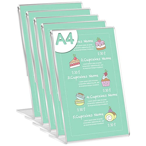 OSIMIG Aufsteller A4, Acryl ständer A4 5 Stück, Schräg Tischaufsteller...
