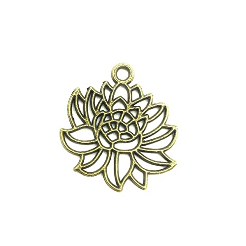 Pendentifs lotus en bronze antique de qualité supérieure pour joaillerie
