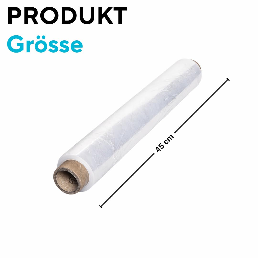 Enpack Frischhaltefolie transparent aus PE - 4 Rollen - 300m lang x 45cm breit - Großrollen Klarsichtfolie reißfest - Küchenfolie Profi-Rollen
