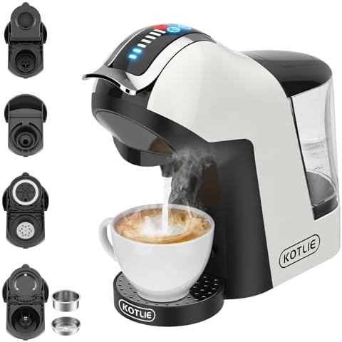 19Bar 5in1 Espresso Coffee Machine MulticCapsules for Nespresso/Dolce Gusto/LAVAZZA A MODO MIO and Ground Coffee Pods/ESE EM-308A (White-EU)