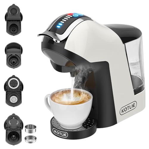 19Bar 5en1 Máquina de Café Espresso Multicápsulas para Nespresso/Dolce Gusto/LAV*ZZA A MODO MIO y Cápsulas de Café Molido/ESE EM-308A (Blanco-EU)