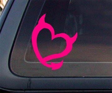 Devil Heart Car Sticker / Decal - Hot Pink
