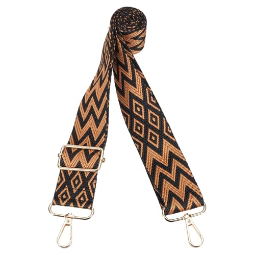 Image of PATIKIL 55in Purse Straps Replacement Crossbody, Bag Straps Crossbody Universal Adjustable Canvas Bohemian for Purses Handbags Guitar, Brown