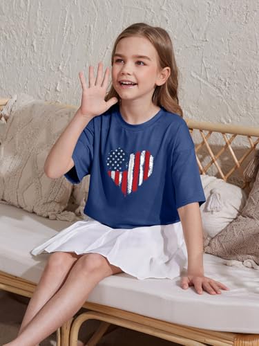 Image of ZDC Girls Athletic Oversized Crop Tops Kids Drop Shoulder Short Sleeve T Shirts Workout Tees