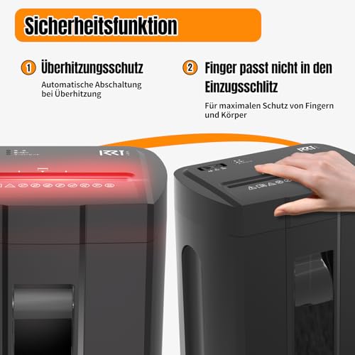 Aktenvernichter, leise 45 dB, Betriebsdauer 45 Min., 15 Blatt, Sicherheits-C-Schnitt P-4, herausnehmbarer 18-Liter-Abfallbehälter, Anti-Papierstau, mit Rollen – für Büro und Zuhause – schwarz