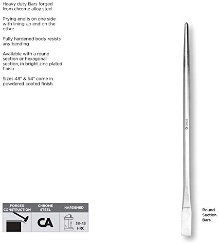Groz 36-Inch Aligning Pry Bar | 7/8-Inch Diameter | Round Section | Heavy Duty Chrome Alloy Steel | Zinc Plated | Great For Providing Extra Leverage (33173) #TOP3
