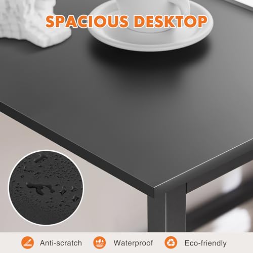 Image of Sweetcrispy 40 inch Small Computer Desk for Home Office, Black | Writing Desk with Metal Frame & Wooden Top, X-Shaped Reinforcement, Student Study Workstation for Bedroom