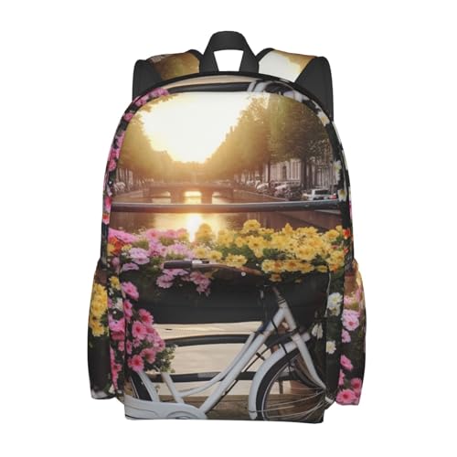 Travel Backpack for Women Men Flowers and Bicycles Casual Daypack Large Capacity Nurse Bag2