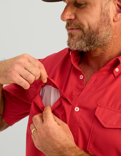 Image of HUK Men's Tide Point Kc Scott Original Artwork Short Sleeve Shirt, Fishing Button Down