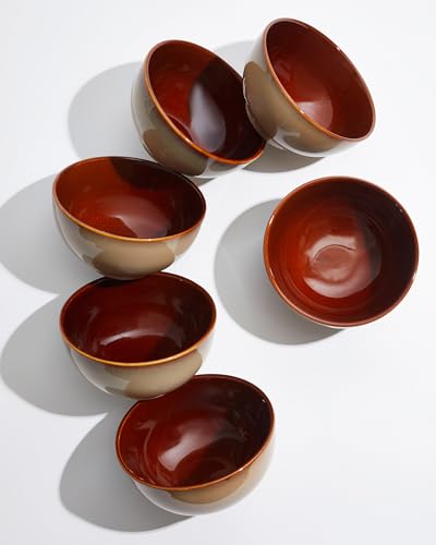 Image of Pokini 5.5 inch Stoneware Cereal Bowls Set of 6, 22 Oz Soup Bowls Set