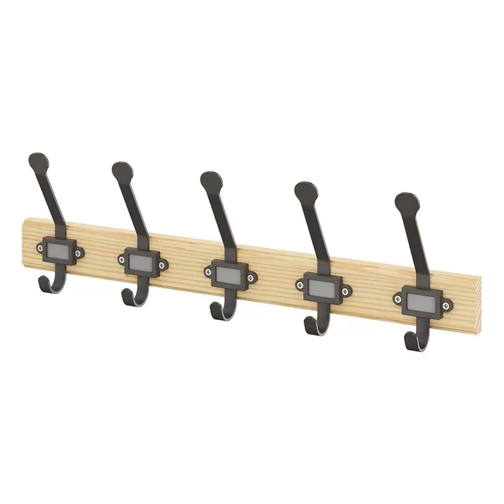 Pafooa A Pafoo Hooks Wall Hanging Hook Hanger 5 Rod Wooden Coat Rack Nordic Living Room Door Porch Mounted Rack