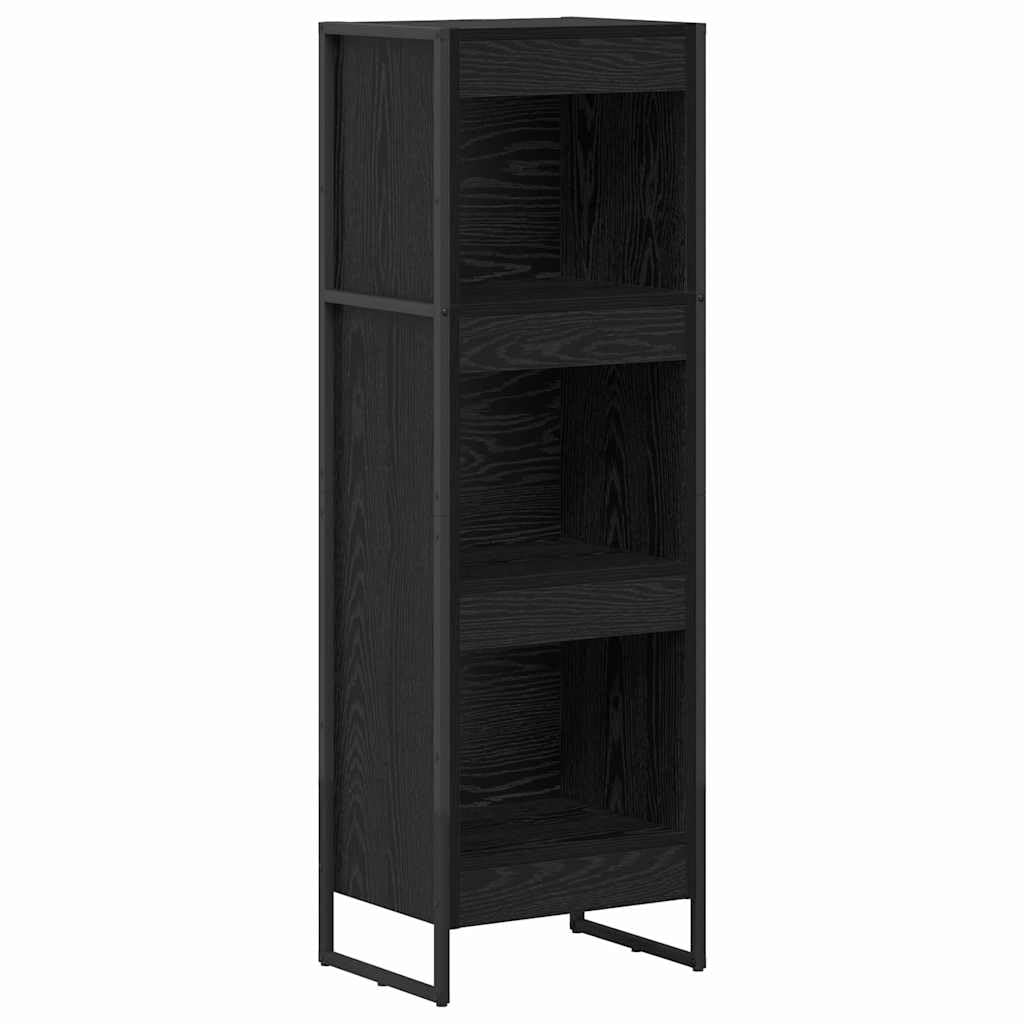 Générique Regał z czarnego dębu, 40 x 30 x 121 cm, z drewna konstrukcyjnego ze stalowymi nogami, prostokątny industrialny design do nowoczesnego salonu, schowek na książki i dekoracje,