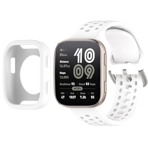 [RuenTech] �Ή� Amazfit Bip 6 �P�[�X���o���h �V���R�����X�|�[�c�o���h�t���P�[�X�A�A�}�Y�t�B�b�g Bip6�X�}�[�g�E�H�b�`�p�J�o�[ �_�� �ϏՌ� �J���[�o���G�[�V�����L�x (�z���C�g)