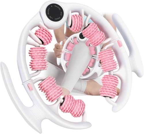 Massageroller Beine Muskeltherapie-Massagestab 360-Abdeckung Anti-Cellulite Massagegerät & Lymphdrainage Cellulite Roller Massagegerät Massageroller für Beine Oberschenkel (Rosa 14)