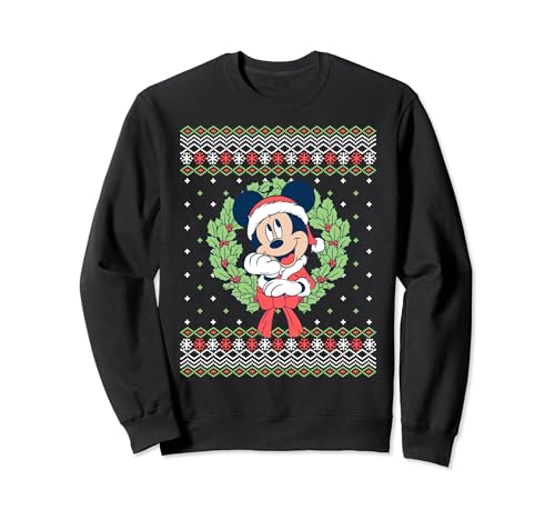 Sweatshirt Ugly Sweater Mickey Mouse Pull de Noël Disney Rouge