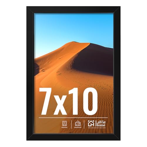 Image of LaVie Home 7x10 Picture Frame for Wall Display, 7x10 Black Picture Frame with HD Plexiglas, 7 x 10 Frame 1 Pack, Display Frame for Vertical or Horizontal, Classic Collection