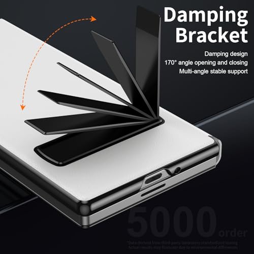 Image of for Samsung Galaxy Z Fold 8 Ultra Magnetic Flip Folding Case, Multi-Angle Bracket, High Classy Luxurious Business Leather, Full Body Hinge Protective Slim Cover.(White)
