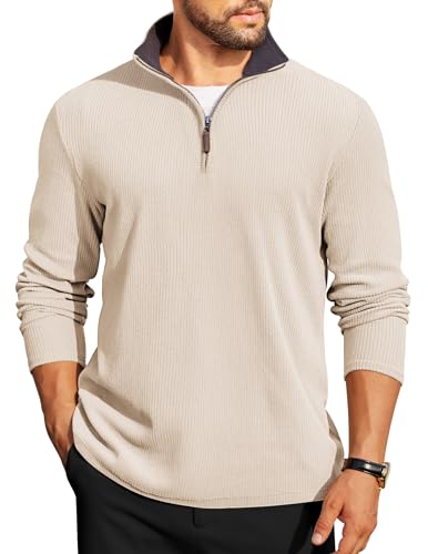 COOFANDY Mens Quarter Zip Up Sweatshirt Long Sleeve Lightweight Pullover