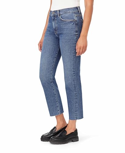 kensie Jeans Women's The Allie High-Rise Slim Straight Raw Hem 27-Inch Inseam, Sizes 0-242