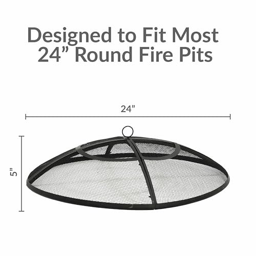 Sunnydaze Round Fire Pit Spark Screen - Outdoor Fire Pit Screen with Handle - Heavy-Duty Steel Metal Mesh - 24" Diameter by Sunnydaze Decor - Image 6