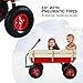Sanch Ancha Heavy Duty Steel Wooden Side Support Cargo Wagon with 10” All-Terrain Air Tires, Up to 176lb Haul Capacity, Effortless Foldable Handle Cart for Towing Kids Toys, Gardening Supplies (Red)