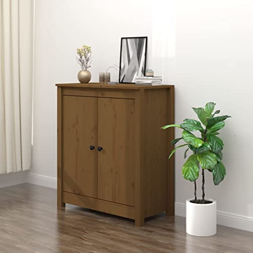 Tidyard Buffet Commode Buffet Meuble de Rangement Buffet Bas Buffet Rangement Bois Massif de Pin Marron Miel 70x35x80 cm