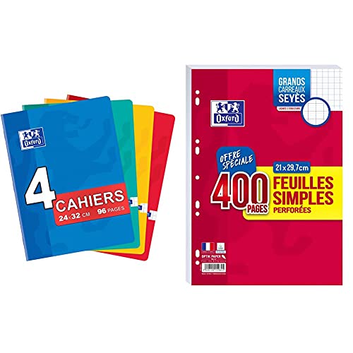Cahiers Seyès Oxford Color Life 24x32 cm et feuillets mobiles A4 pour la rentrée