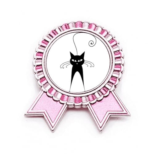Broche chat noir métal rose M pour habiller une tenue trop classique