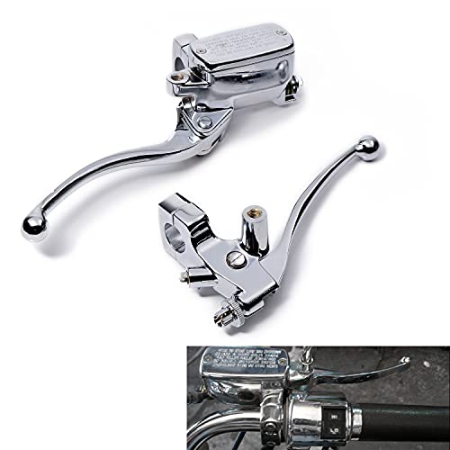 Astra Depot Chrome 1" 25Mm Left Clutch Lever + 1 Inch Right Hydraulic Brake Master Cylinder (1 Pair) #TOP1