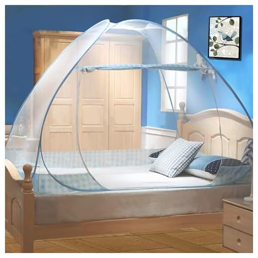 Tinyuet Mosquito Net, 39.3x78.7in Bed Canopy, Portable Travel Mosquito Nets, Foldable Single Door Mosquito Net for Bed, Easy Dome Mosquito Nets - Blue Rim