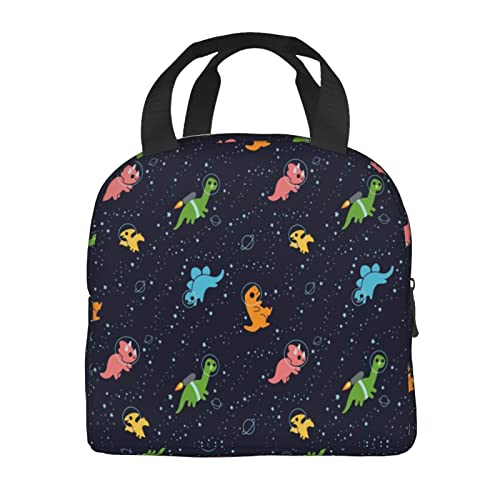 Dinosaurs In Space Reusable Insulated Lunch Bag For Women Men Waterproof Tote Lunch Box Thermal Cooler Lunch Tote Bag For Work Office Travel Picnic #TOP5