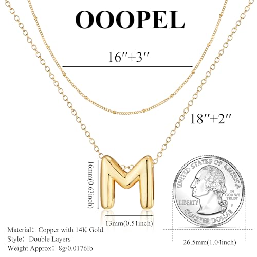 OOOPEL Bubble Initial Necklaces for Women Layered A-Z Alphabet Pendant Necklace 14K Gold Plated Balloon Letter Necklace Dainty Jewelry Gift4