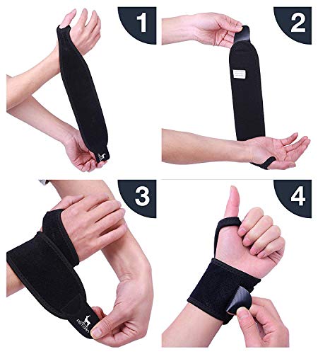 Ovyuzhen 2pack Wrist Support Brace Sports Exercise Training Hand Protector Neoprene Wrist Wraps with Thumb Loops -Suitable for Both Right and Left Hands
