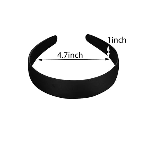 Miniatura 2 de BallHull Diademas de satén de 1.2 pulgadas, bandas de pelo duro antideslizantes para mujeres y niñas, diademas para el cabello de bricolaje, 6