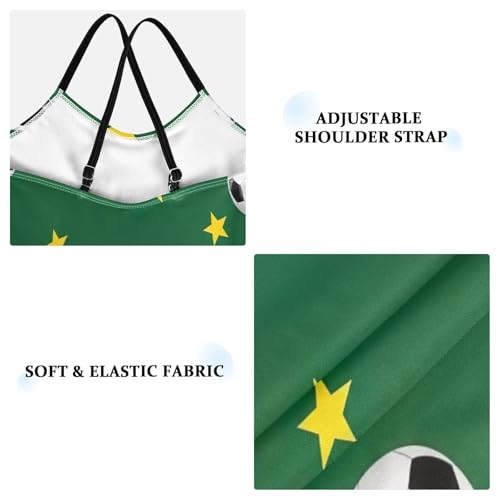 Girls Swimming Suits Beach Swimsuit 3-10 Y with Adjustable Shoulder Strap, Black White Soccer Green3