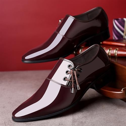 Oxford Shoes for Men Men's Classic Pointed Toe Dress Shoes Slip-On Patent Leather Oxford Wedding Shoes for Formal Events4