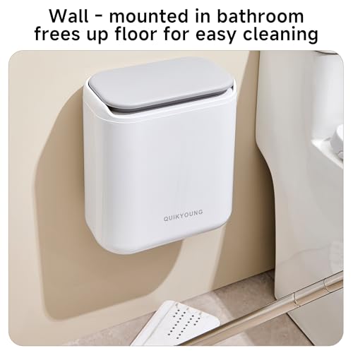 Caneca de Basura Blanca con Tapa, 1.8 Galones, Montada en Pared miniatura 5