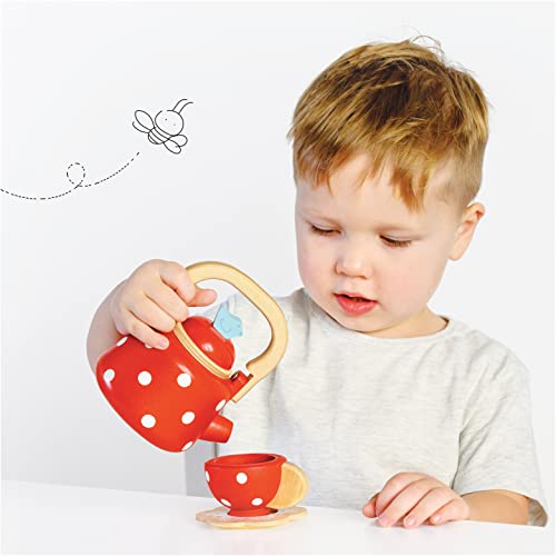 Le Toy Van - Honeybake Wooden Dotty Kettle - Breakfast Set Pretend Kitchen Play Toy Set | Girls Or Boys Role Play Kitchen Accessories | Suitable For Boys And Girls #TOP4