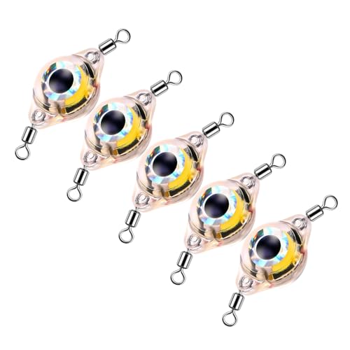 RiToEasysports Señuelos de Pesca de 5 Uds, Anillos Giratorios Dobles Acrílicos con Luces LED para Pesca en Aguas Profundas y Agua Dulce (5 Piezas Conjunto Luz de giratoria Doble)