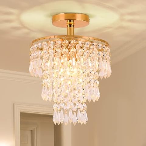 Gold Crystal Chandelier 3 Tiers Raindrop Chandelier Cover
