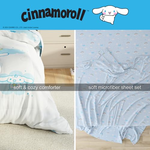 Image of Cinnamoroll Bedding - 5 Piece Queen Size Bed Set - Super Soft Microfiber Comforter and Sheet Set, (Officially Licensed Product) By Franco Collectibles