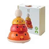 PlanToys Wooden Nesting Chicken Stacking Toy (5695) | Sustainably Made from Rubberwood and Non-Toxic Paints and Dyes | Eco-Friendly PlanWood