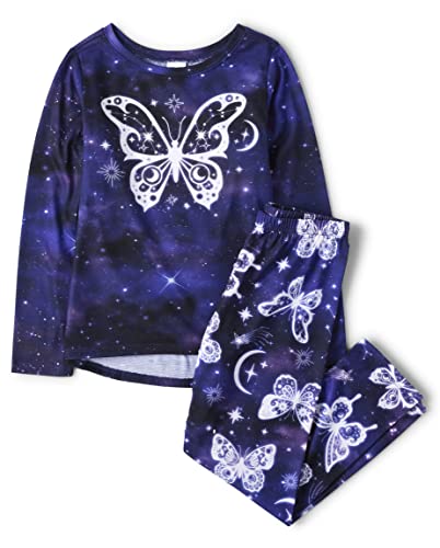 The Children's Place Girls Long Sleeve Top And Pants 2 Piece Pajama Set, Royal Blue Butterfly, XX-Large US