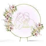 Jolitac 6.6FT Round Backdrop Stand, Gold Metal Stable Circle Hoop Balloon Arch Frame Wedding Arch for Ceremony Birthday Party Anniversary Bridal Baby Shower Graduation Decoration