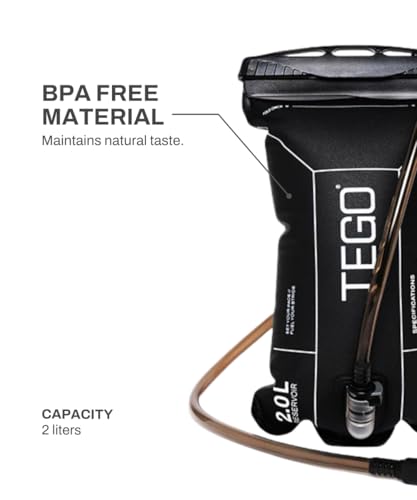 Image of TEGO Pacer 1L / 2L Hydration Reservoir | BPA-Free Running & Hiking Bladder | Snap-Lock Tube | Bite Valve | Compatible with Pacer Trail Vest