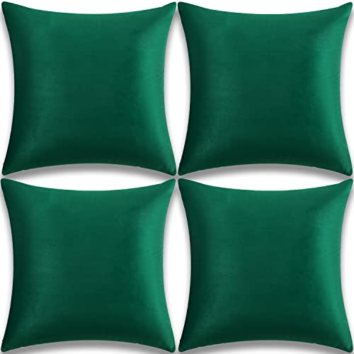 Yonous Throw Pillow Covers, Velvet Soft Decorative Cushion Case For Sofa Bedroom Car, Set Of 4, 18X18 Inch, Emerald Green #TOP15