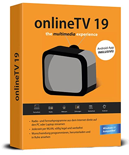 Preisvergleich Produktbild OnlineTV 19 - Radio und Fernseh Empfangen am PC, Notebook oder Android Smartphone - unbegrenzte Laufzeit für Windows 11, 10, 8.1