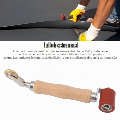 Miniatura 3 de Rodillo De Costura De Doble Cabeza, Rodillos De Presión 2 En 1, Rodillo De Presión De Silicona De 40 Mm, Rodillo De Costura De Esquina De Piso De Latón De 6 Mm Para Techos Rojo